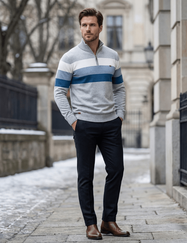 Savoy | Pullover mit Quarter - Zip in klarer Silhouette - CharvèreSavoy | Pullover mit Quarter - Zip in klarer Silhouette